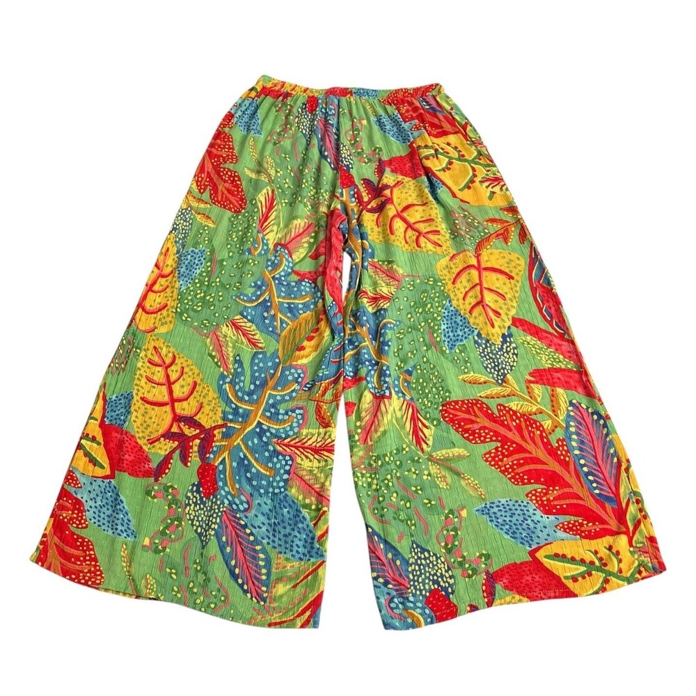 Christian Siriano Pants Womens XS Colorful Floral Wide Leg Crop Pull On Resort - Picture 3 of 16